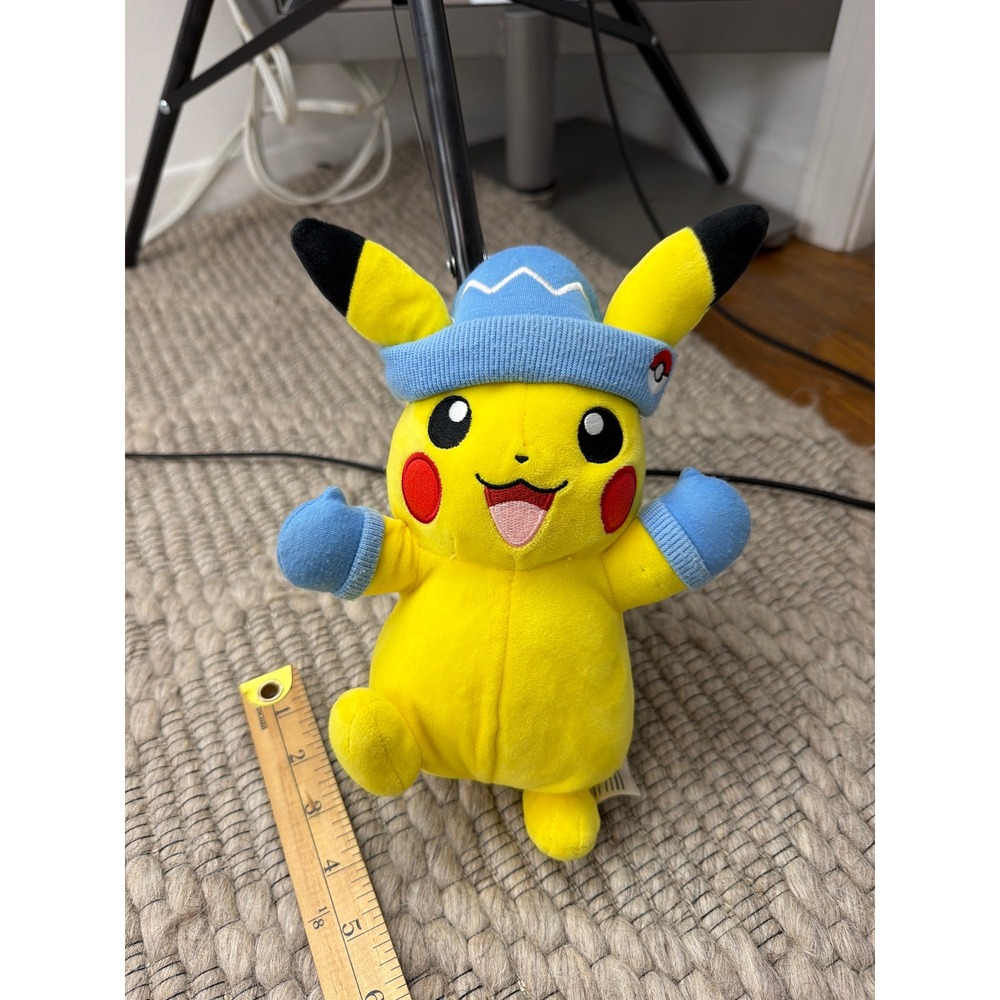 Pokemon Pikachu Plush Toy Unisex 8" Winter‎ Beanie Mittens 2022 Jazwares Yellow